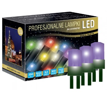 LED osvětlení venkovní - klasická, fialová, 10 m