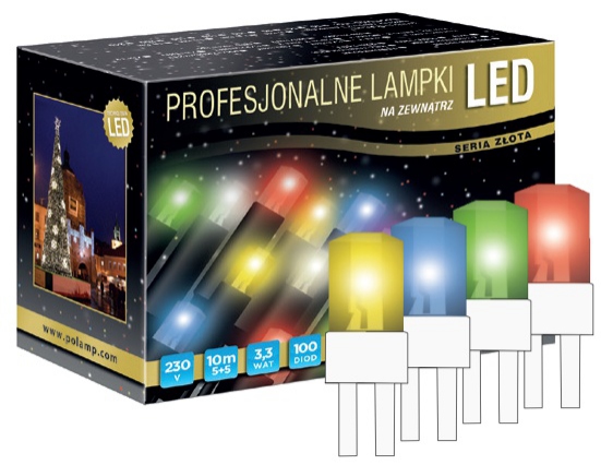 LED osvětlení venkovní - klasická, multicolor, 10 m, bílý kabel
