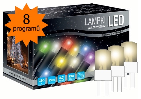 LED osvětlení univerzální - klasická, tep. bílá 10 m, bílý kabel, programátor