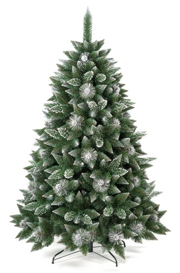 Umělá vánoční borovice s šiškami - stříbrná 70 cm