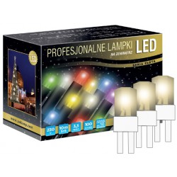 LED osvětlení venkovní - klasická, tep. bílá, 10 m, bílý kabel