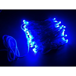 LED osvětlení venkovní - klasická, modrá, 10 m, modrý kabel