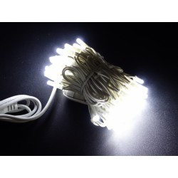 LED osvětlení venkovní - klasická, st. bílá, 10 m, bílý kabel