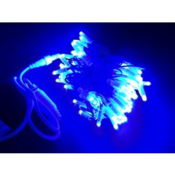 LED osvětlení venkovní - klasická, modrá, 10 m, bílý kabel