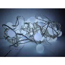 LED světelný řetěz koule - studená bílá, 10 m, časovač