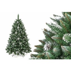 Umělá vánoční borovice s šiškami - stříbrná 120 cm