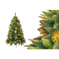 Umělá vánoční borovice s šiškami - zlatá 180 cm